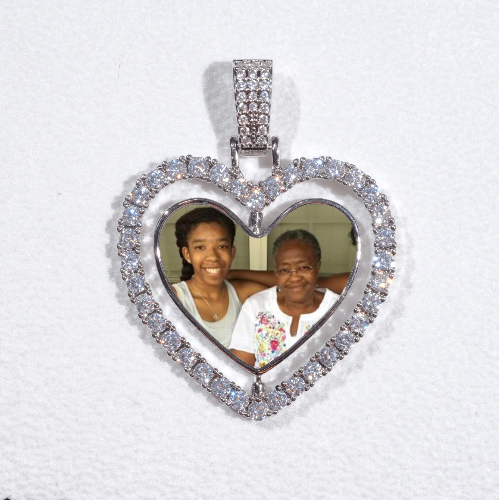 3D Spinning 2-Faced Heart Custom Picture Pendant