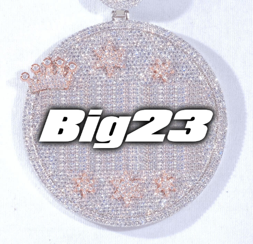 CUSTOM LETTER NECKLACE 3D BIG CROWN DISC