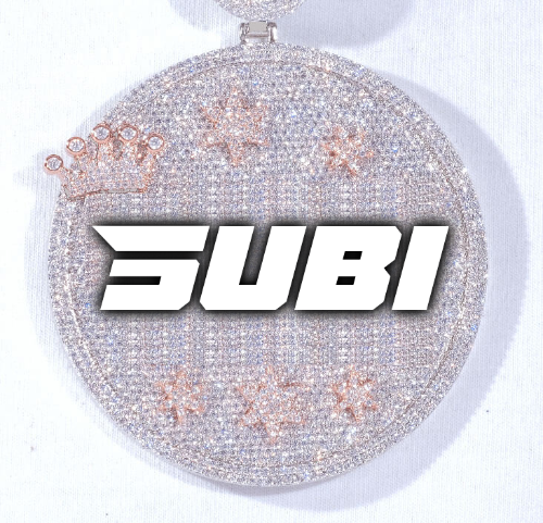 CUSTOM LETTER NECKLACE 3D BIG CROWN DISC