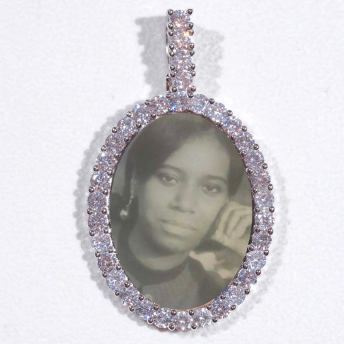 Large 3D Oval Custom Picture Pendant