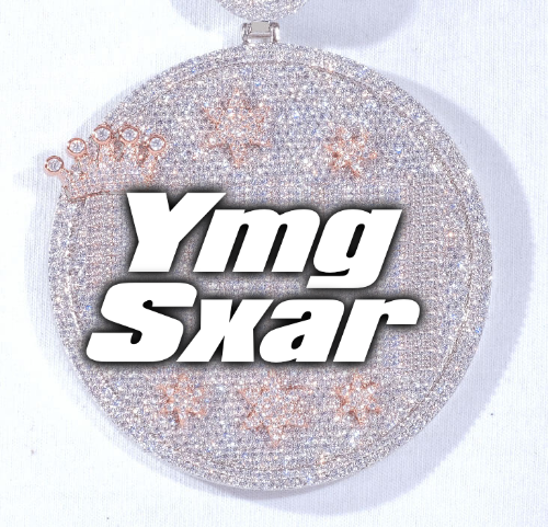 CUSTOM LETTER NECKLACE 3D BIG CROWN DISC