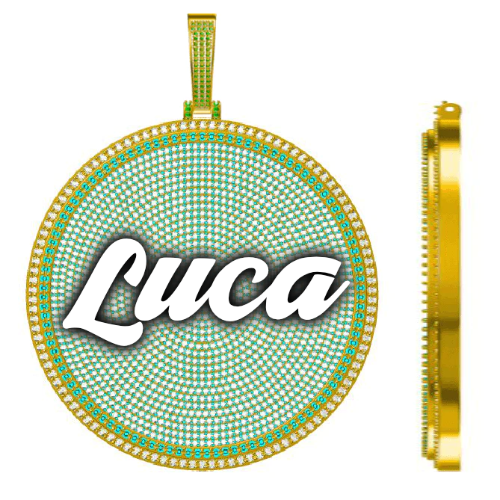 CUSTOM LETTER NECKLACE 3D BIG DISC