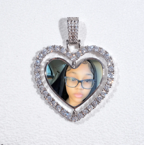 3D Spinning 2-Faced Heart Custom Picture Pendant