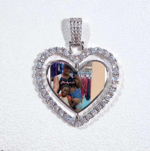 3D Spinning 2-Faced Heart Custom Picture Pendant