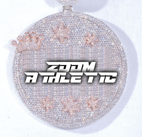 CUSTOM LETTER NECKLACE 3D BIG CROWN DISC