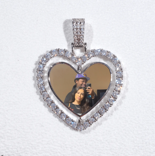 3D Spinning 2-Faced Heart Custom Picture Pendant