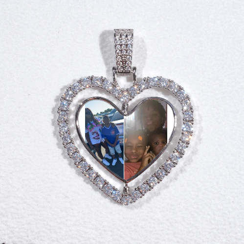 3D Spinning 2-Faced Heart Custom Picture Pendant