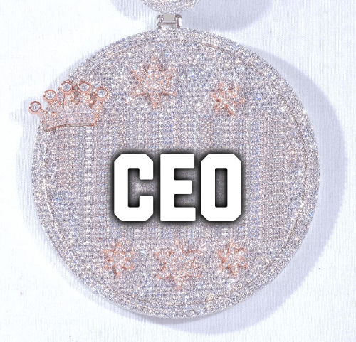 CUSTOM LETTER NECKLACE 3D BIG CROWN DISC