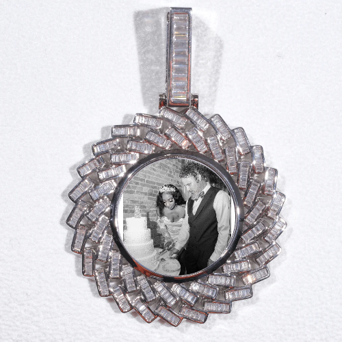 Large 3D Baguette Custom Picture Pendant