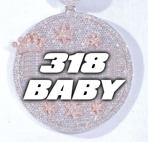 CUSTOM LETTER NECKLACE 3D BIG CROWN DISC