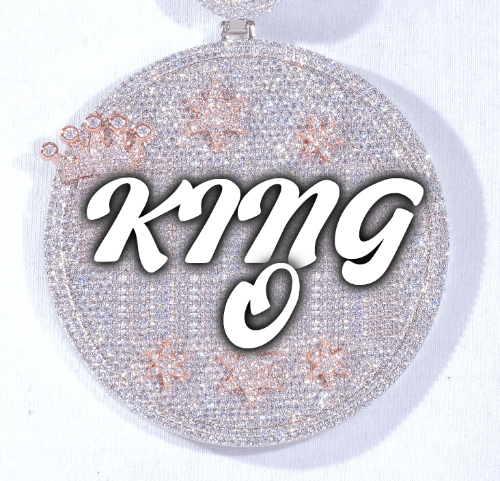 CUSTOM LETTER NECKLACE 3D BIG CROWN DISC