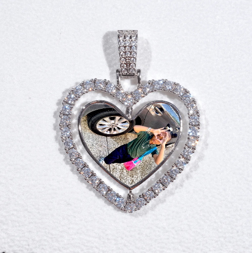 3D Spinning 2-Faced Heart Custom Picture Pendant