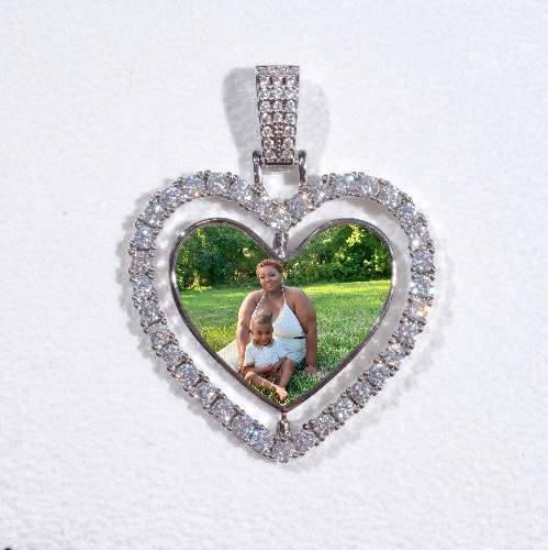 3D Spinning 2-Faced Heart Custom Picture Pendant