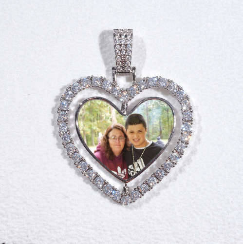 3D Spinning 2-Faced Heart Custom Picture Pendant