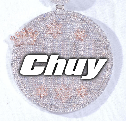 CUSTOM LETTER NECKLACE 3D BIG CROWN DISC