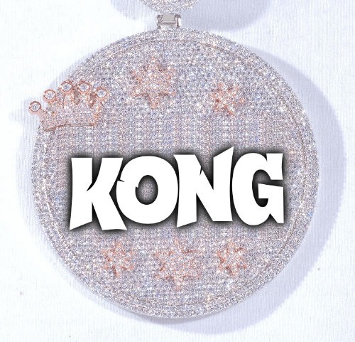 CUSTOM LETTER NECKLACE 3D BIG CROWN DISC