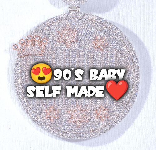 CUSTOM LETTER NECKLACE 3D BIG CROWN DISC
