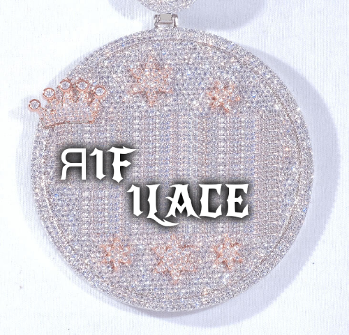CUSTOM LETTER NECKLACE 3D BIG CROWN DISC