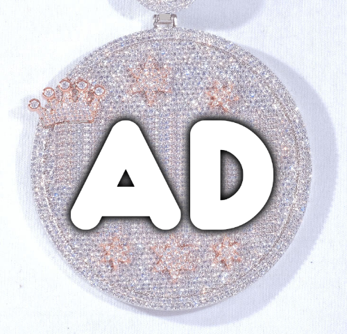 CUSTOM LETTER NECKLACE 3D BIG CROWN DISC