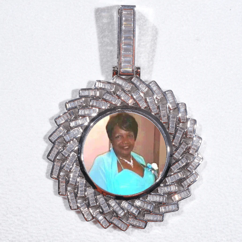 Large 3D Baguette Custom Picture Pendant