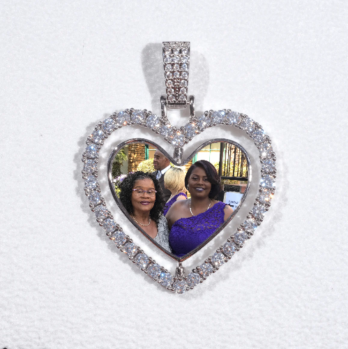 3D Spinning 2-Faced Heart Custom Picture Pendant