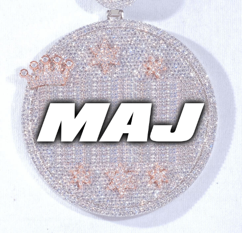 CUSTOM LETTER NECKLACE 3D BIG CROWN DISC
