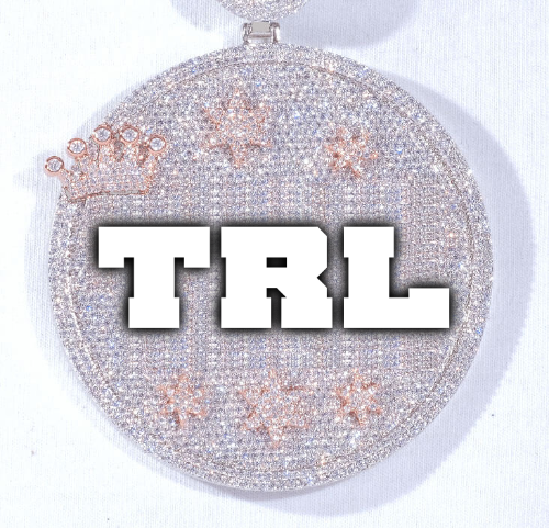 CUSTOM LETTER NECKLACE 3D BIG CROWN DISC