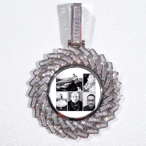 Large 3D Baguette Custom Picture Pendant