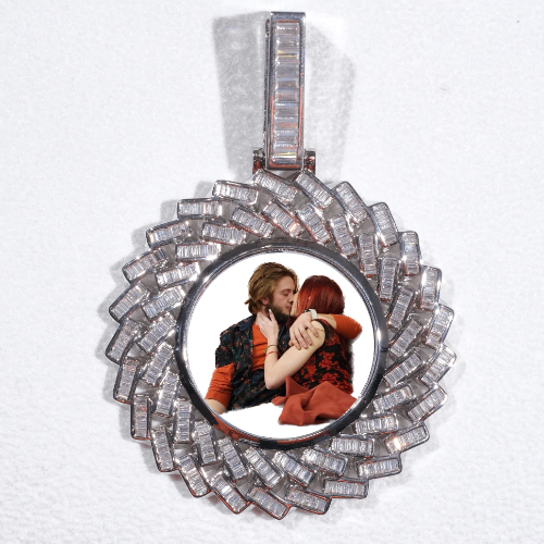 Large 3D Baguette Custom Picture Pendant