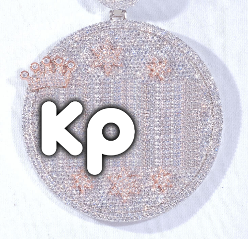CUSTOM LETTER NECKLACE 3D BIG CROWN DISC