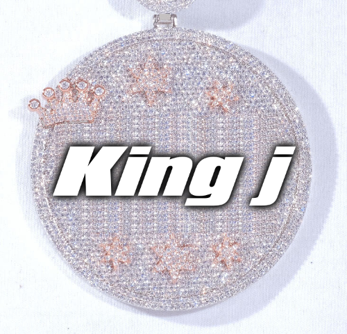 CUSTOM LETTER NECKLACE 3D BIG CROWN DISC