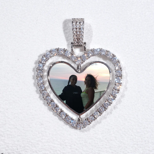 3D Spinning 2-Faced Heart Custom Picture Pendant