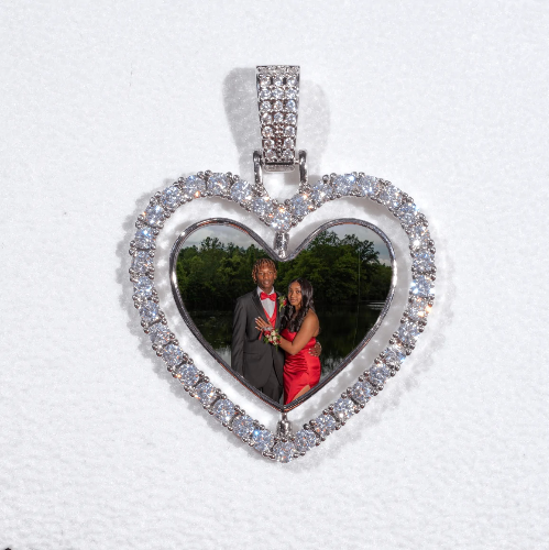 3D Spinning 2-Faced Heart Custom Picture Pendant