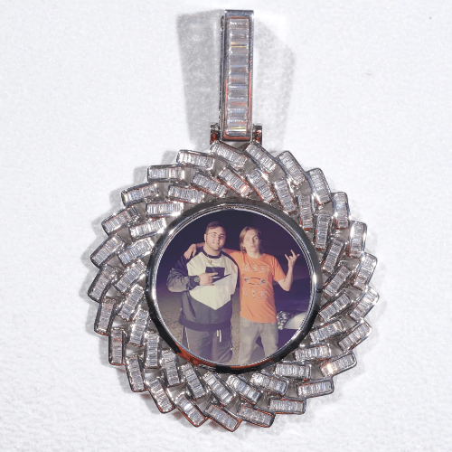 Large 3D Baguette Custom Picture Pendant
