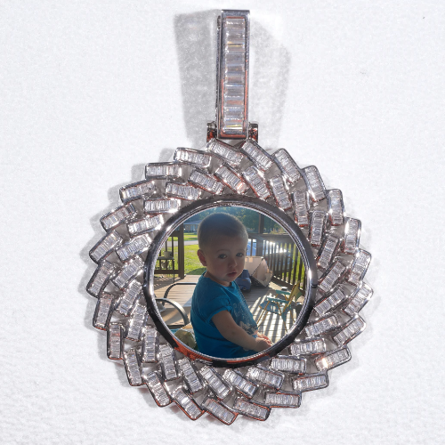 Large 3D Baguette Custom Picture Pendant