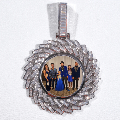 Large 3D Baguette Custom Picture Pendant