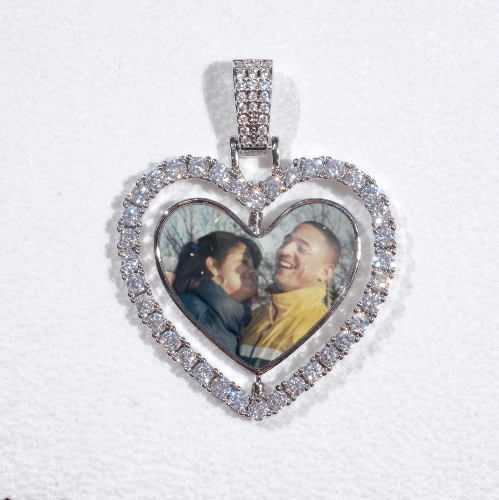 3D Spinning 2-Faced Heart Custom Picture Pendant