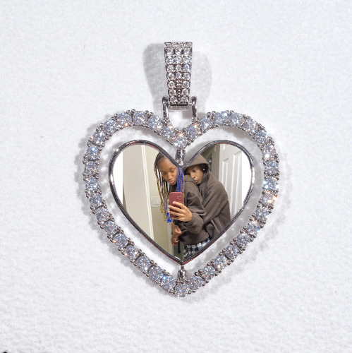3D Spinning 2-Faced Heart Custom Picture Pendant