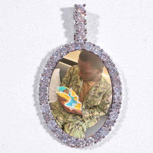 Large 3D Oval Custom Picture Pendant