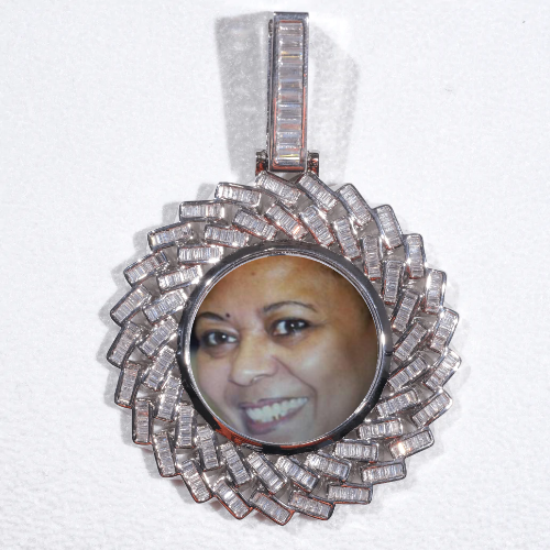Large 3D Baguette Custom Picture Pendant