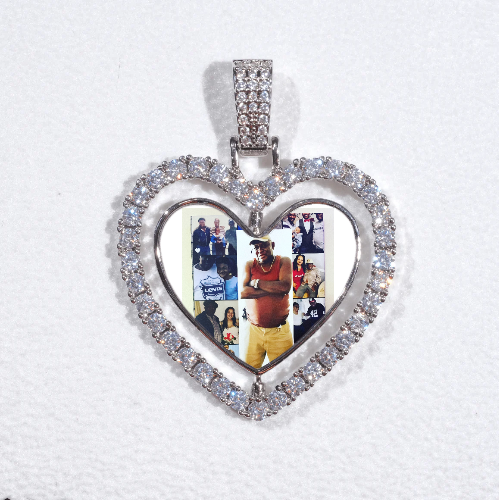 3D Spinning 2-Faced Heart Custom Picture Pendant