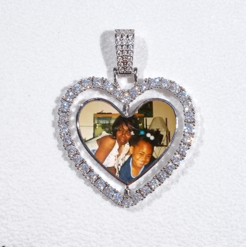 3D Spinning 2-Faced Heart Custom Picture Pendant