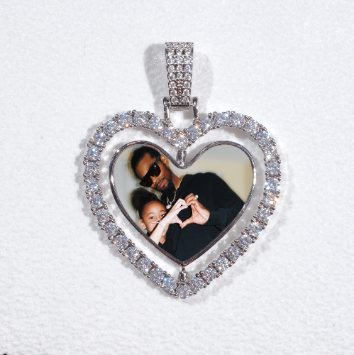 3D Spinning 2-Faced Heart Custom Picture Pendant