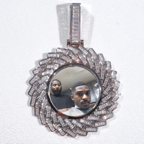 Large 3D Baguette Custom Picture Pendant