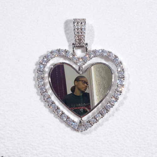 3D Spinning 2-Faced Heart Custom Picture Pendant