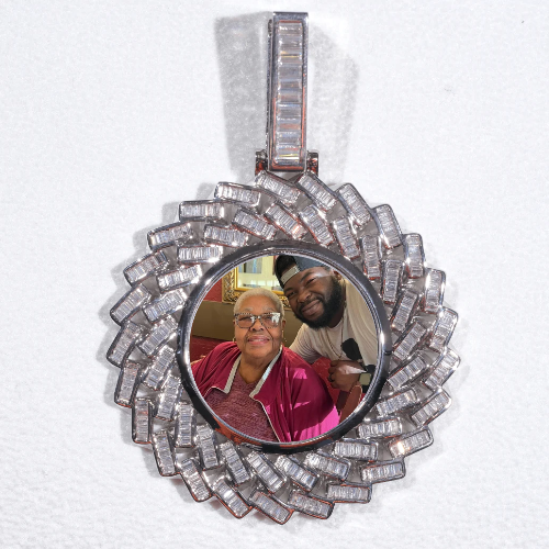Large 3D Baguette Custom Picture Pendant