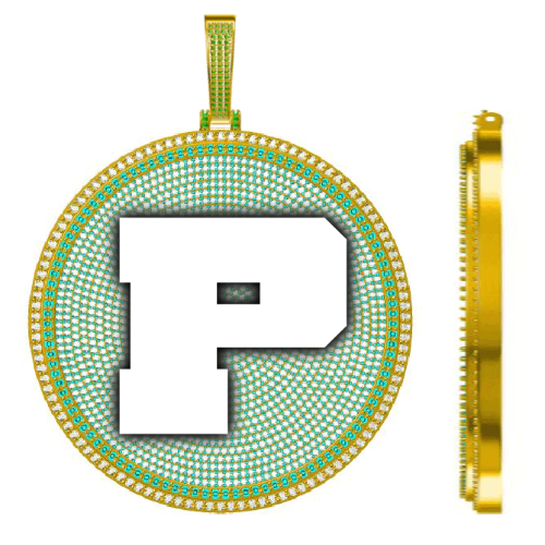 CUSTOM LETTER NECKLACE 3D BIG DISC