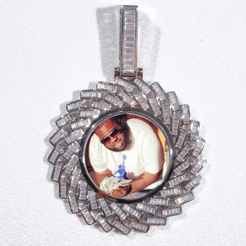 Large 3D Baguette Custom Picture Pendant