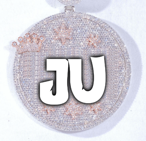 CUSTOM LETTER NECKLACE 3D BIG CROWN DISC