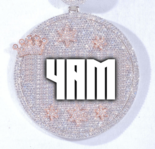 CUSTOM LETTER NECKLACE 3D BIG CROWN DISC